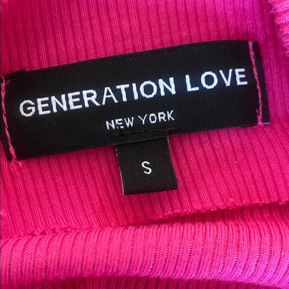 GENERATION LOVE Vibrant Pink Long Sleeve  2 pc. Outfit off shoulder on one side